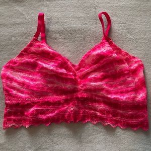 VS PINK Neon Pink Tie-Dye Lace Bralette